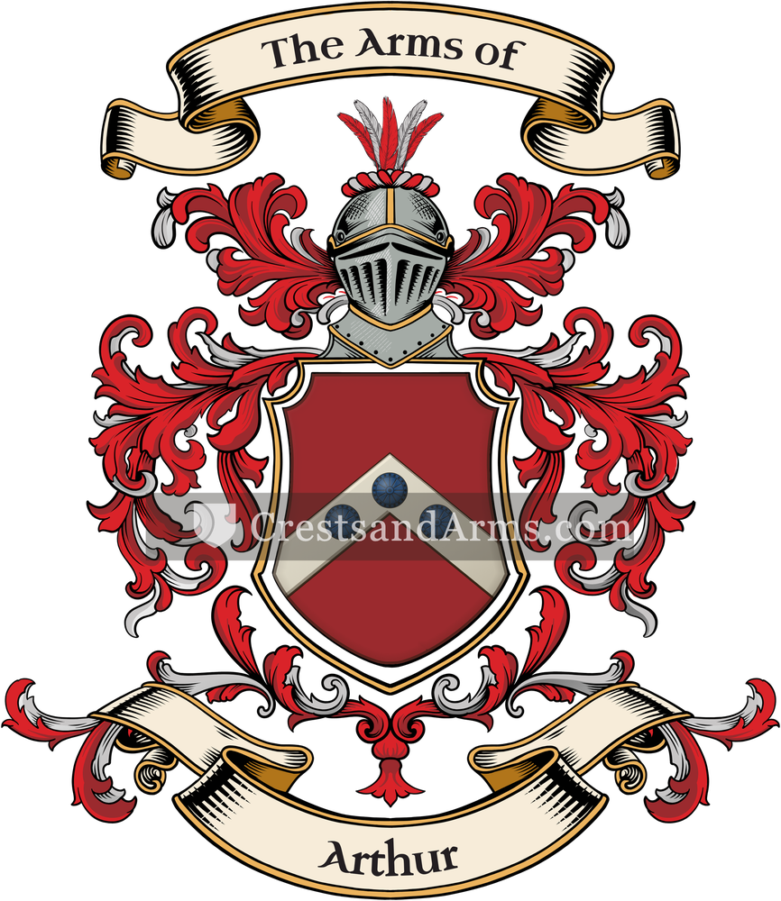 The Arthur coat of arms, drawn from the recorded blazon
