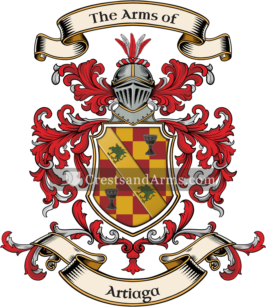The Artiaga coat of arms, drawn from the recorded blazon