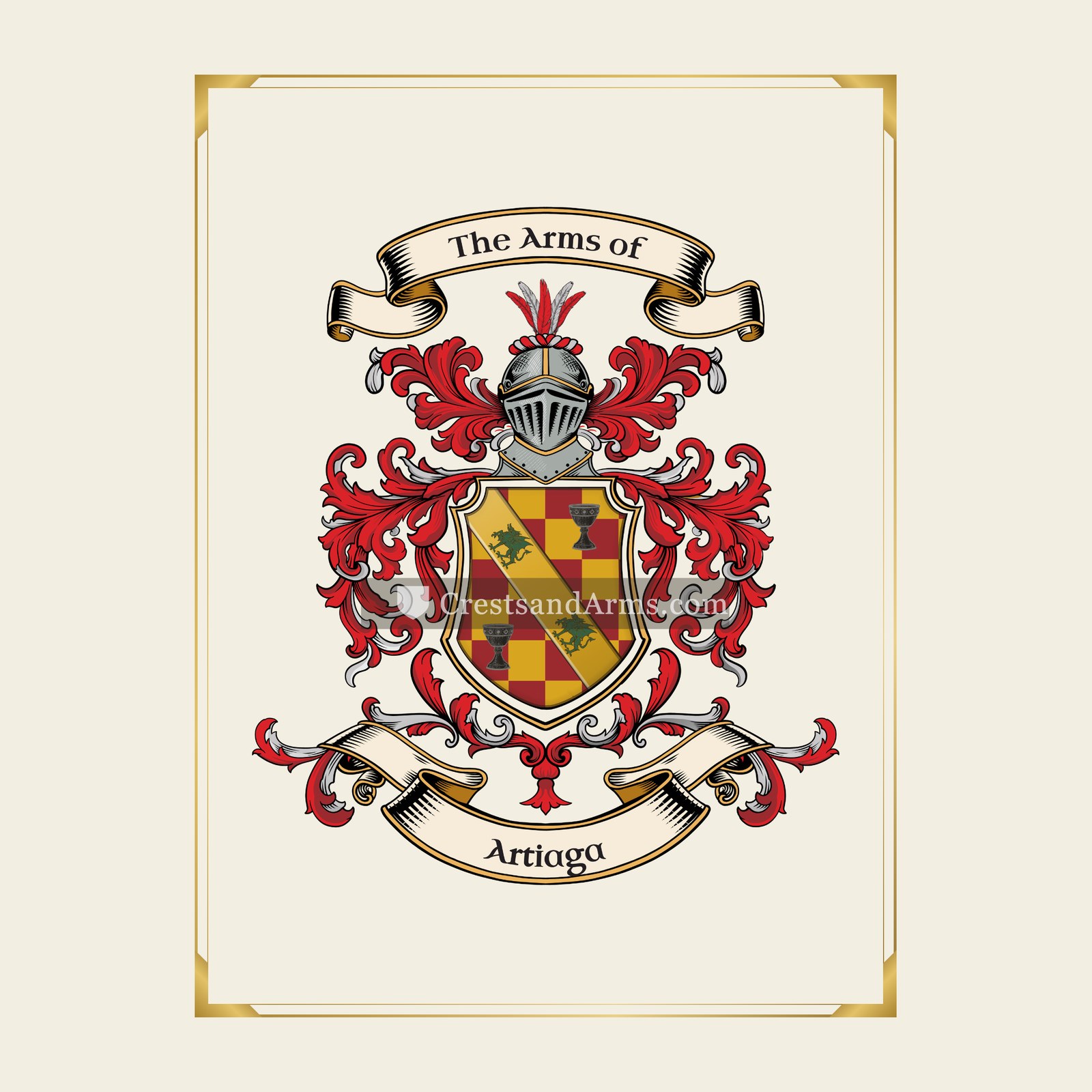 With gold border