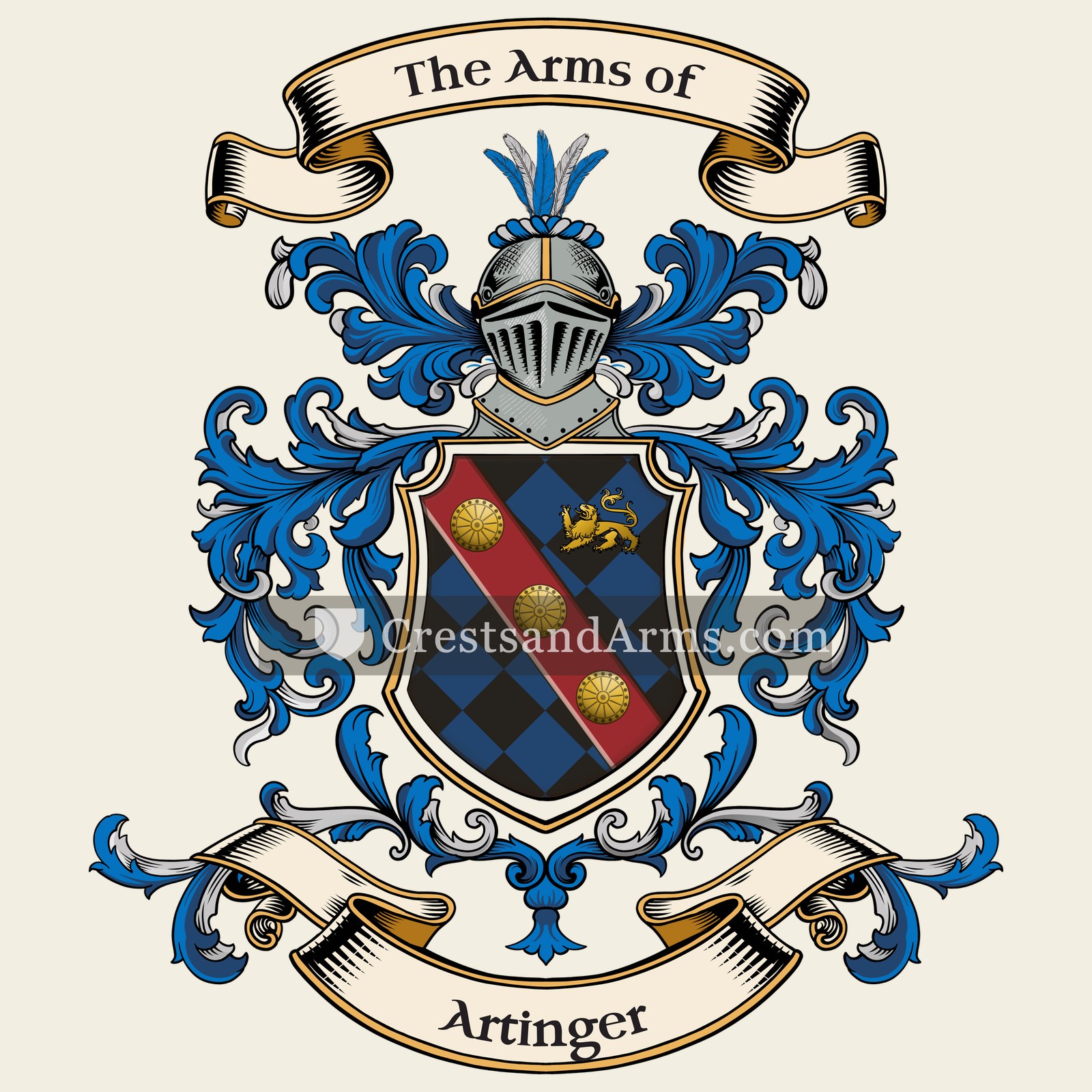 The Artinger coat of arms, drawn from the recorded blazon