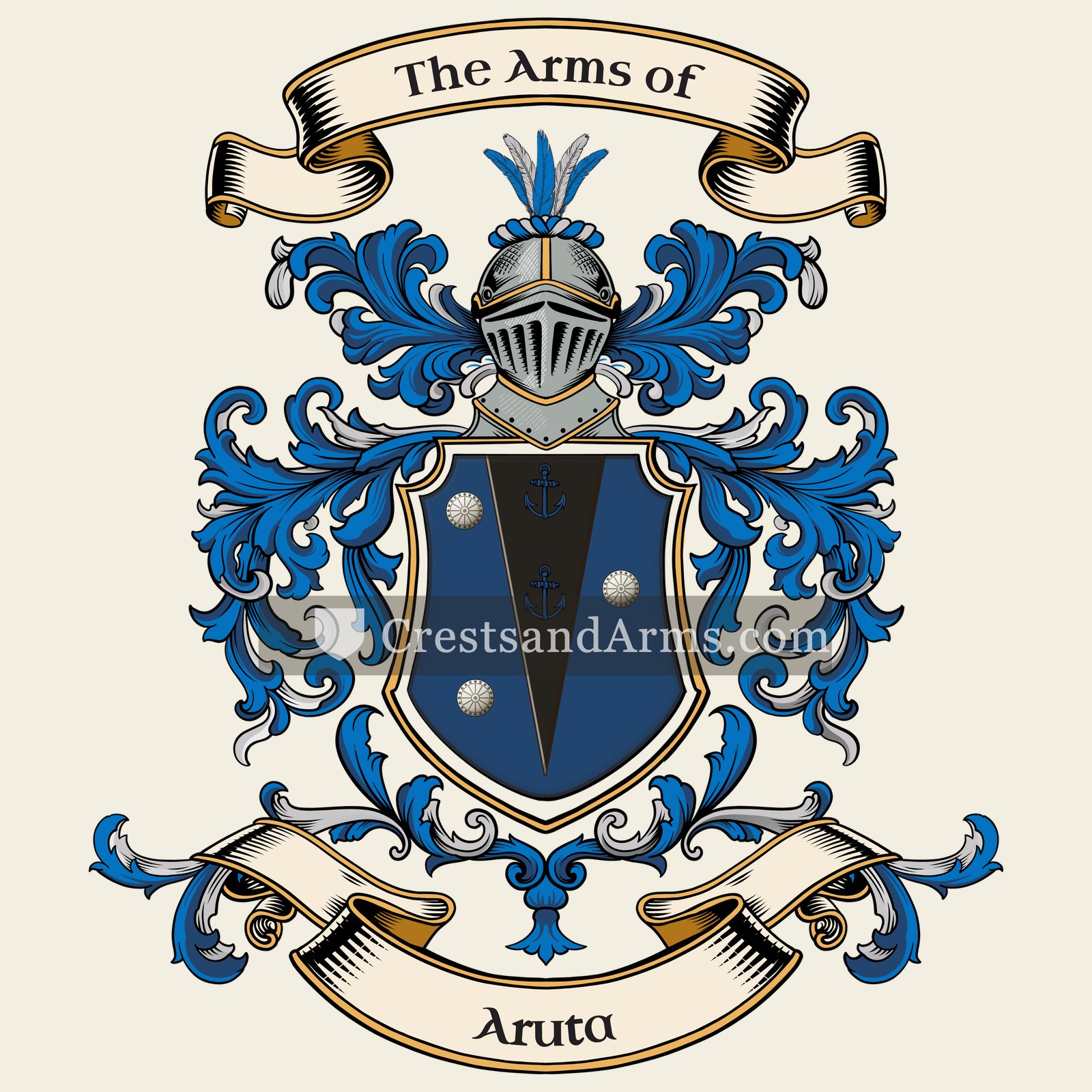 The Aruta coat of arms, drawn from the recorded blazon