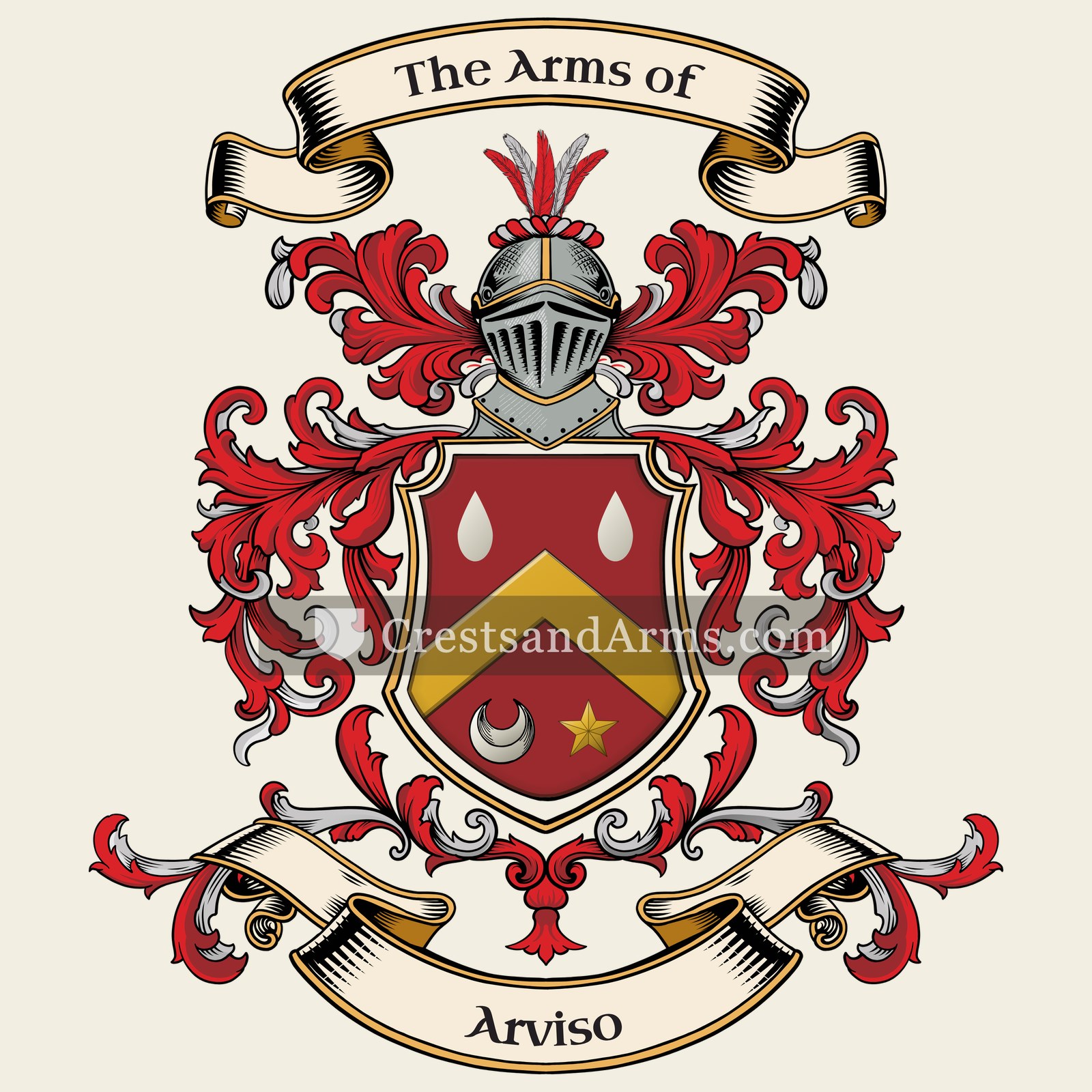 The Arviso coat of arms, drawn from the recorded blazon