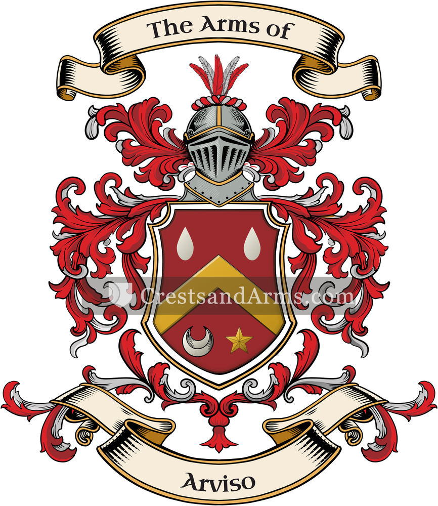 The Arviso coat of arms, drawn from the recorded blazon