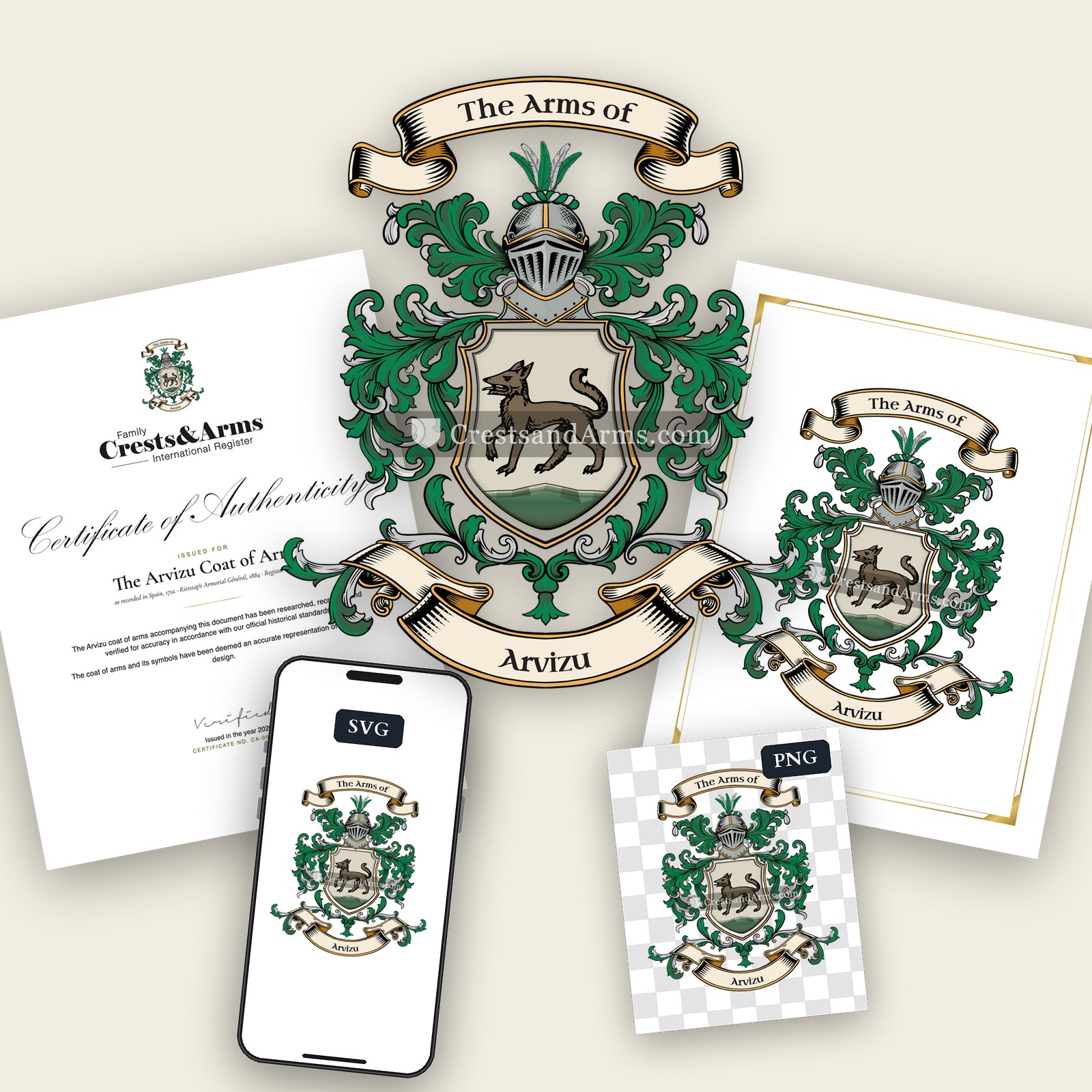 The Arvizu arms on the coat of arms — digital pack