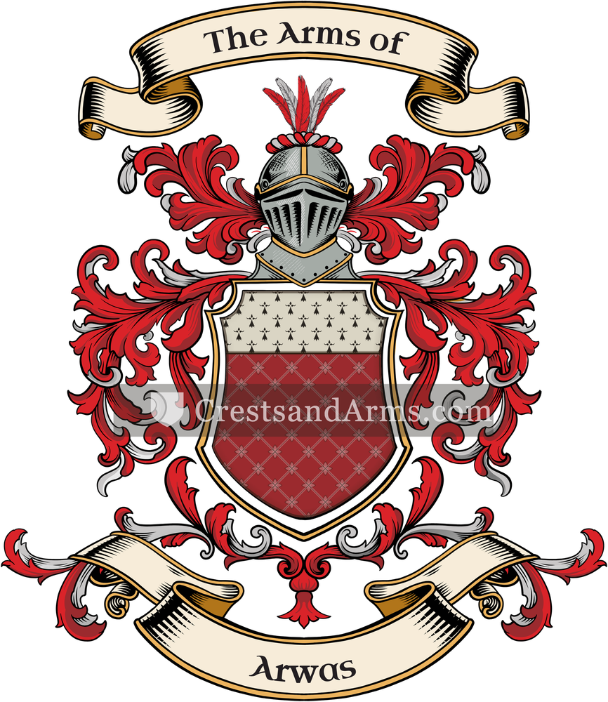 The Arwas coat of arms, drawn from the recorded blazon