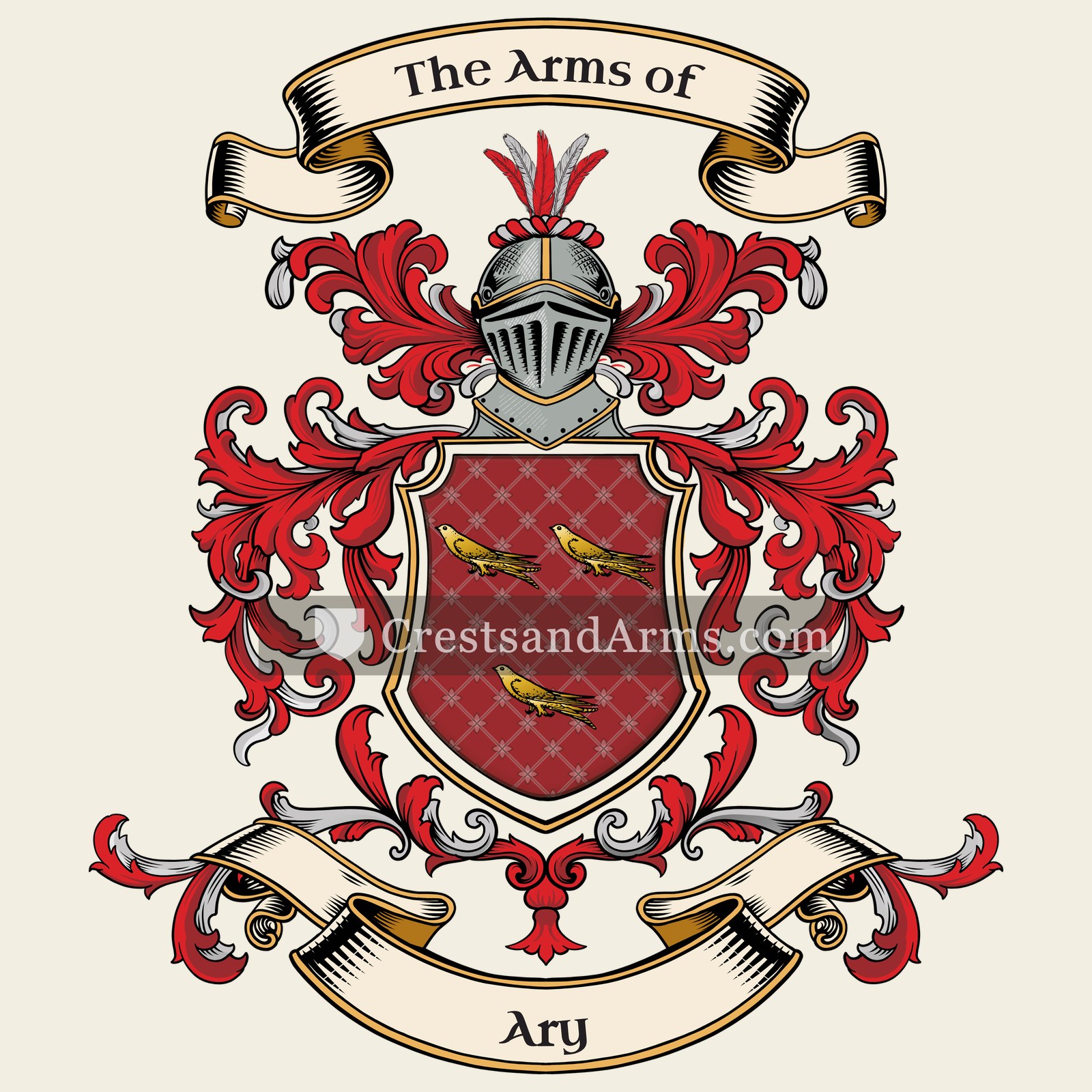 The Ary coat of arms, drawn from the recorded blazon