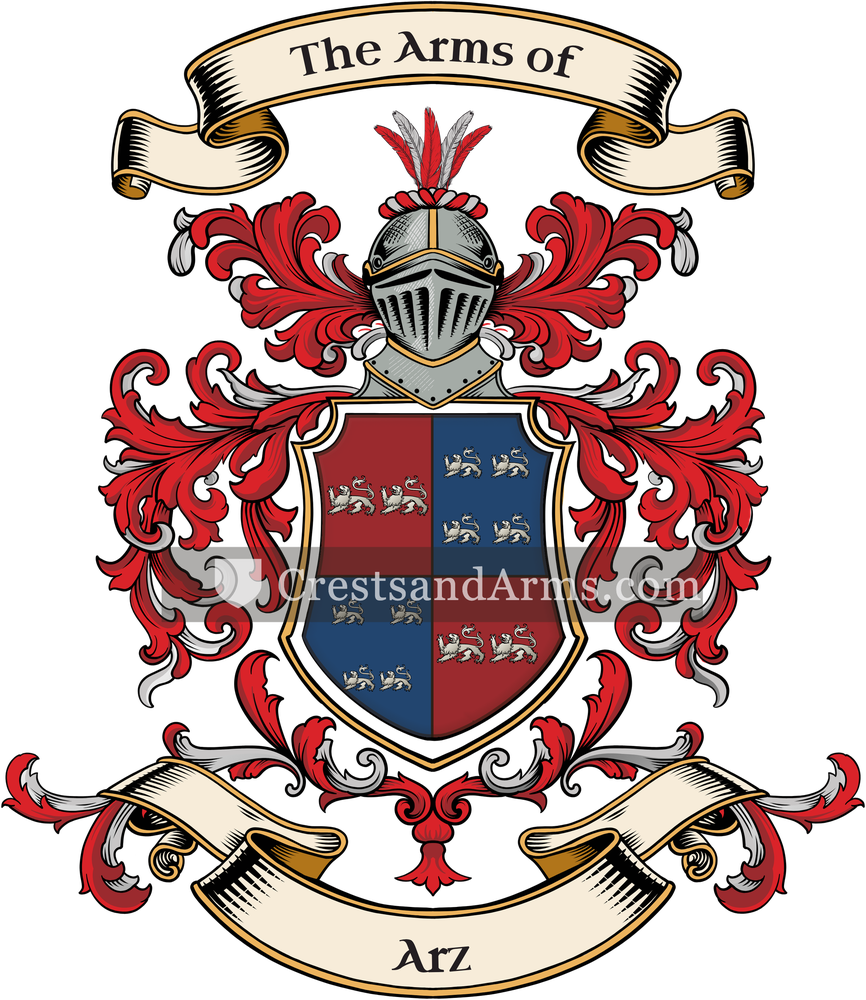 The Arz coat of arms, drawn from the recorded blazon