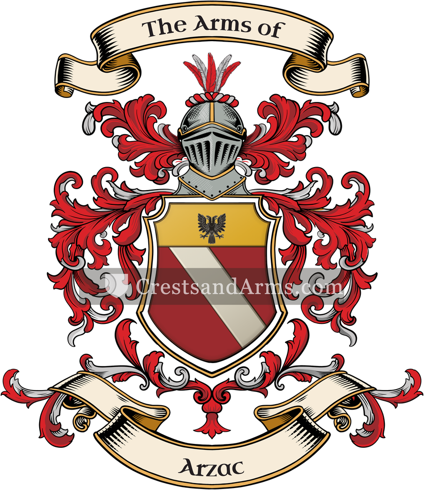 The Arzac coat of arms, drawn from the recorded blazon