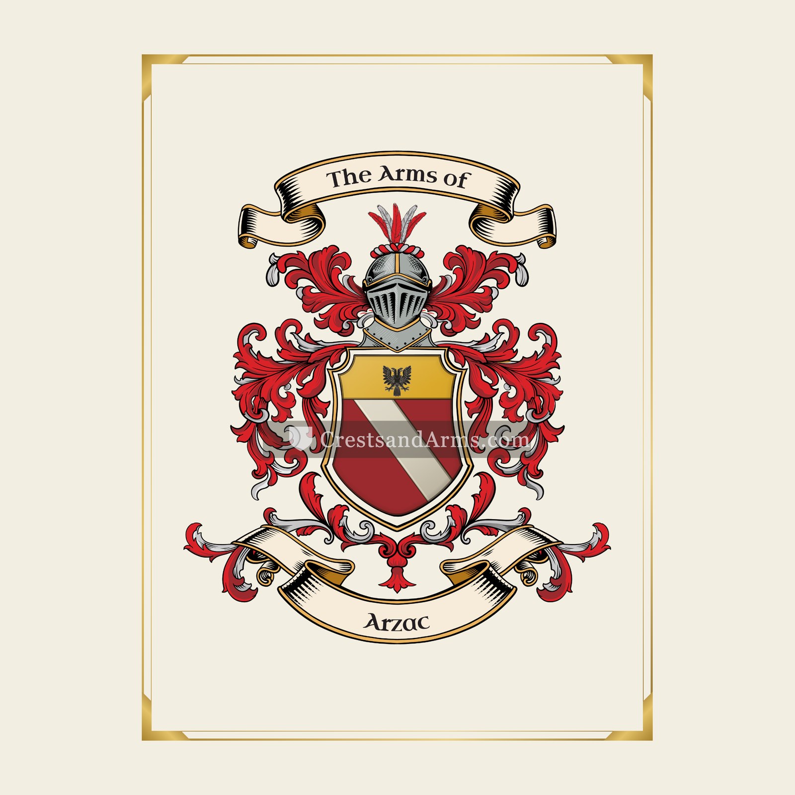 With gold border