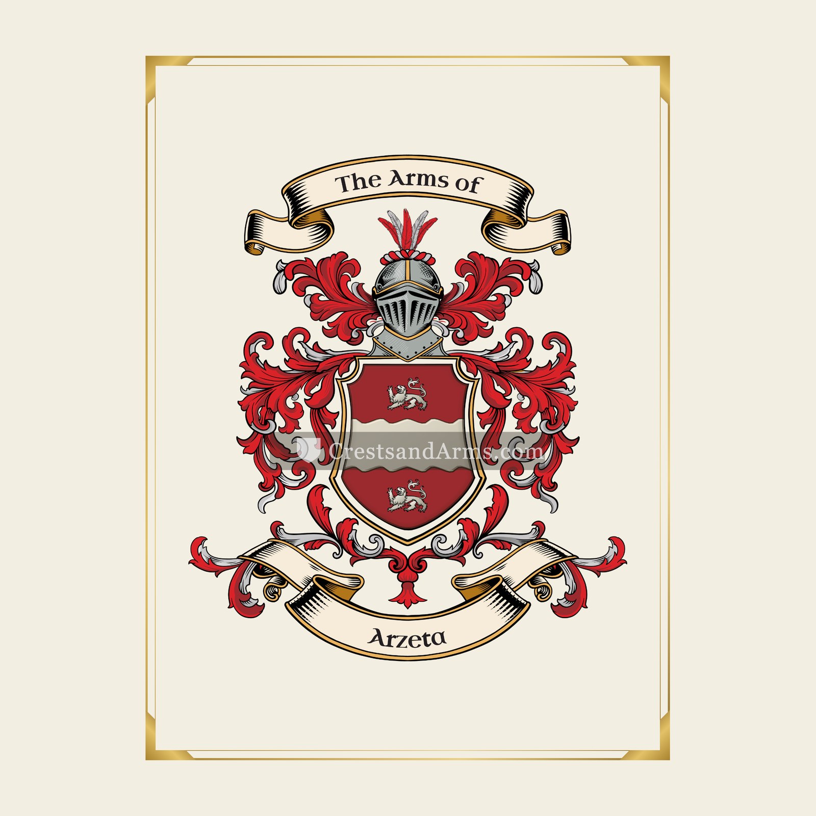 With gold border