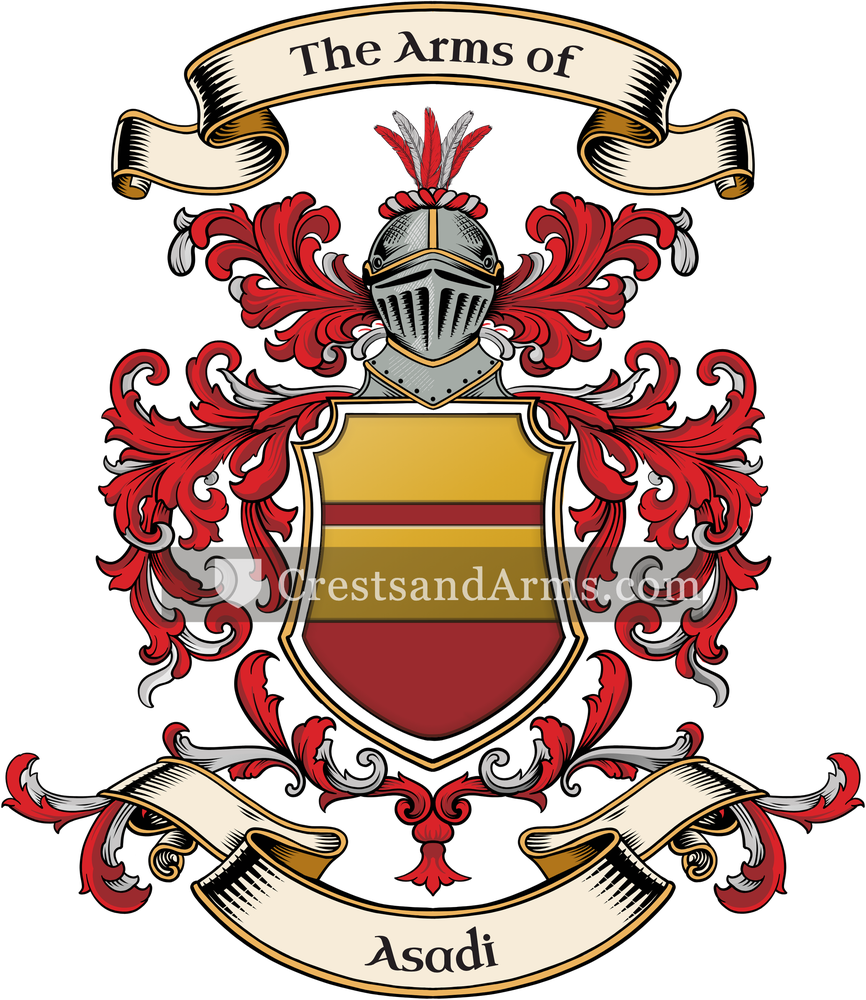 The Asadi coat of arms, drawn from the recorded blazon