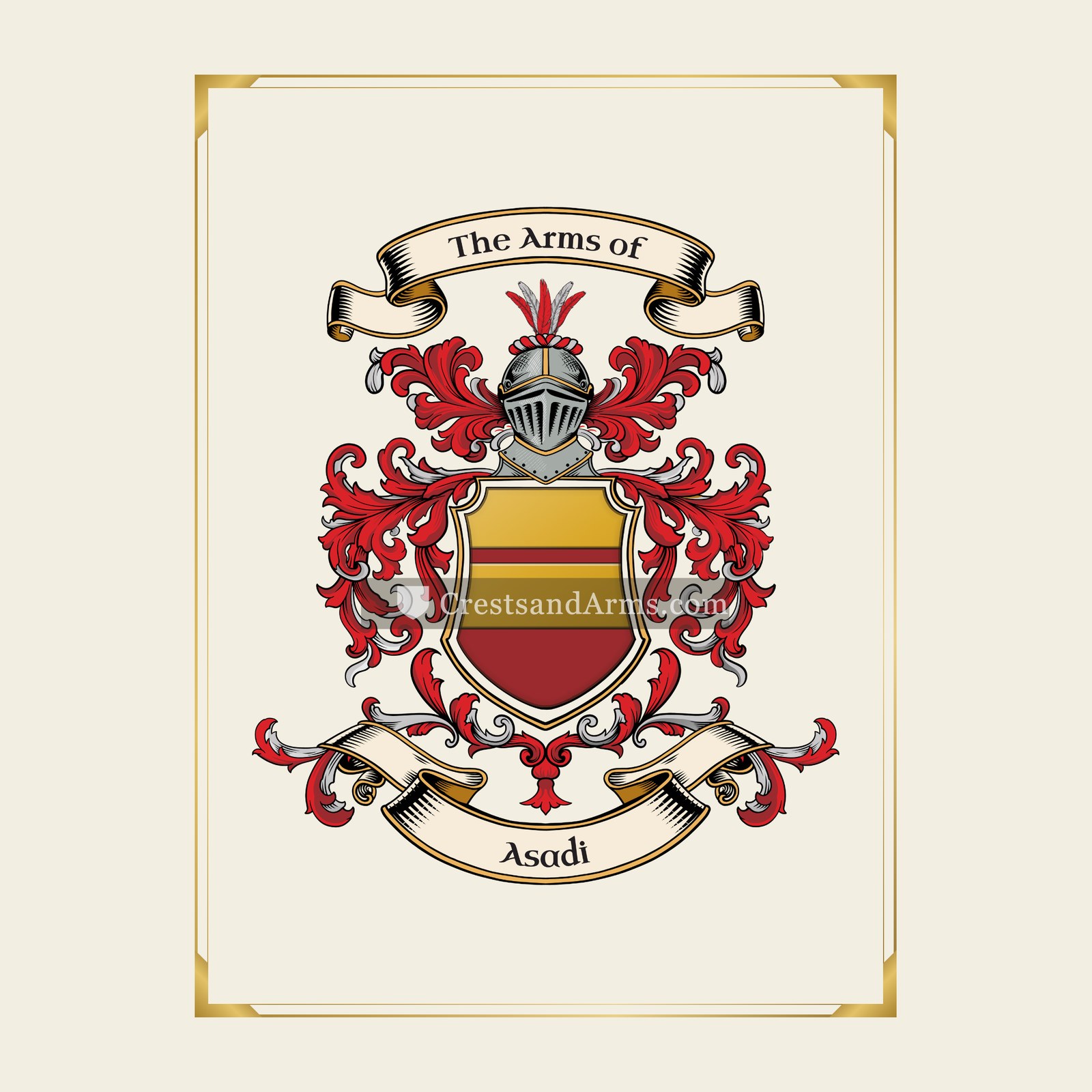 With gold border