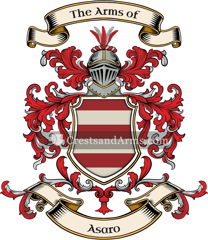 The Asaro coat of arms, drawn from the recorded blazon