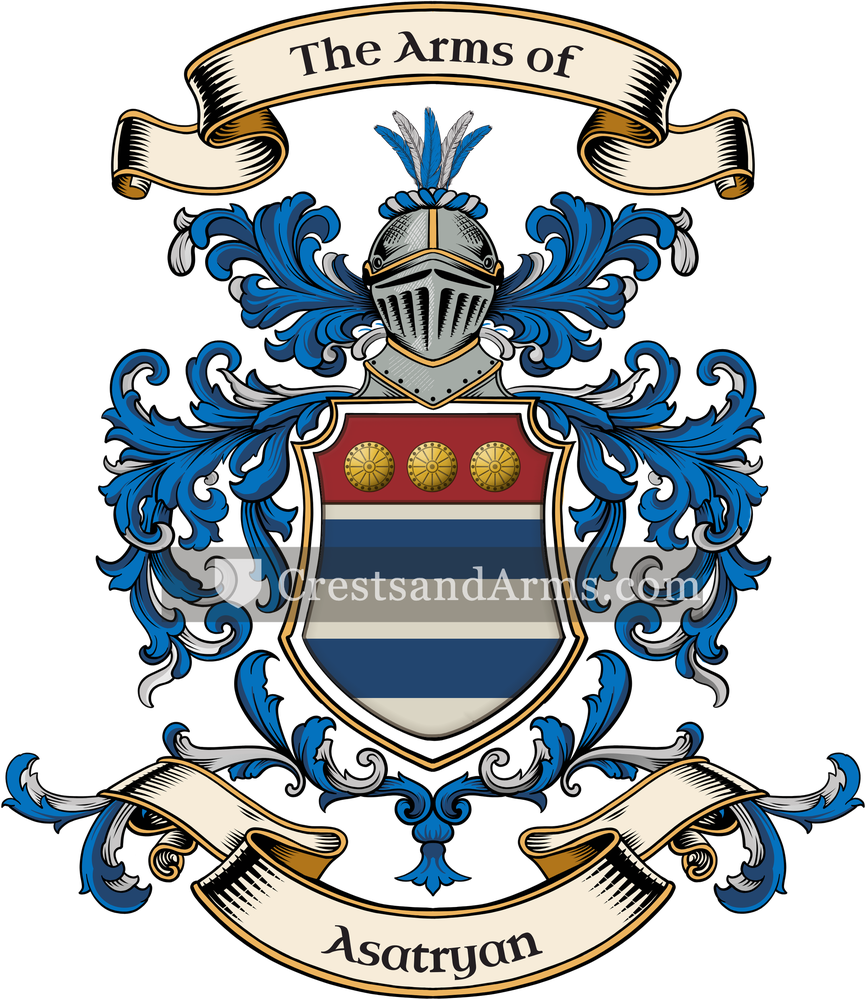 The Asatryan coat of arms, drawn from the recorded blazon
