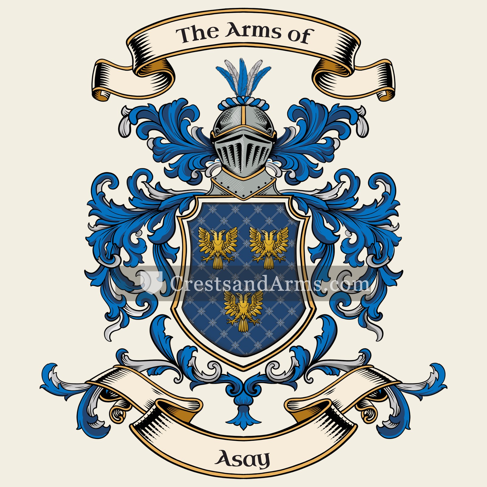 The Asay coat of arms, drawn from the recorded blazon