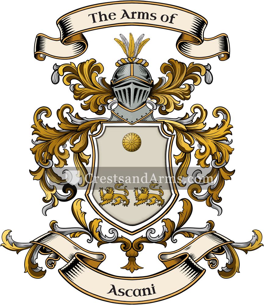 The Ascani coat of arms, drawn from the recorded blazon