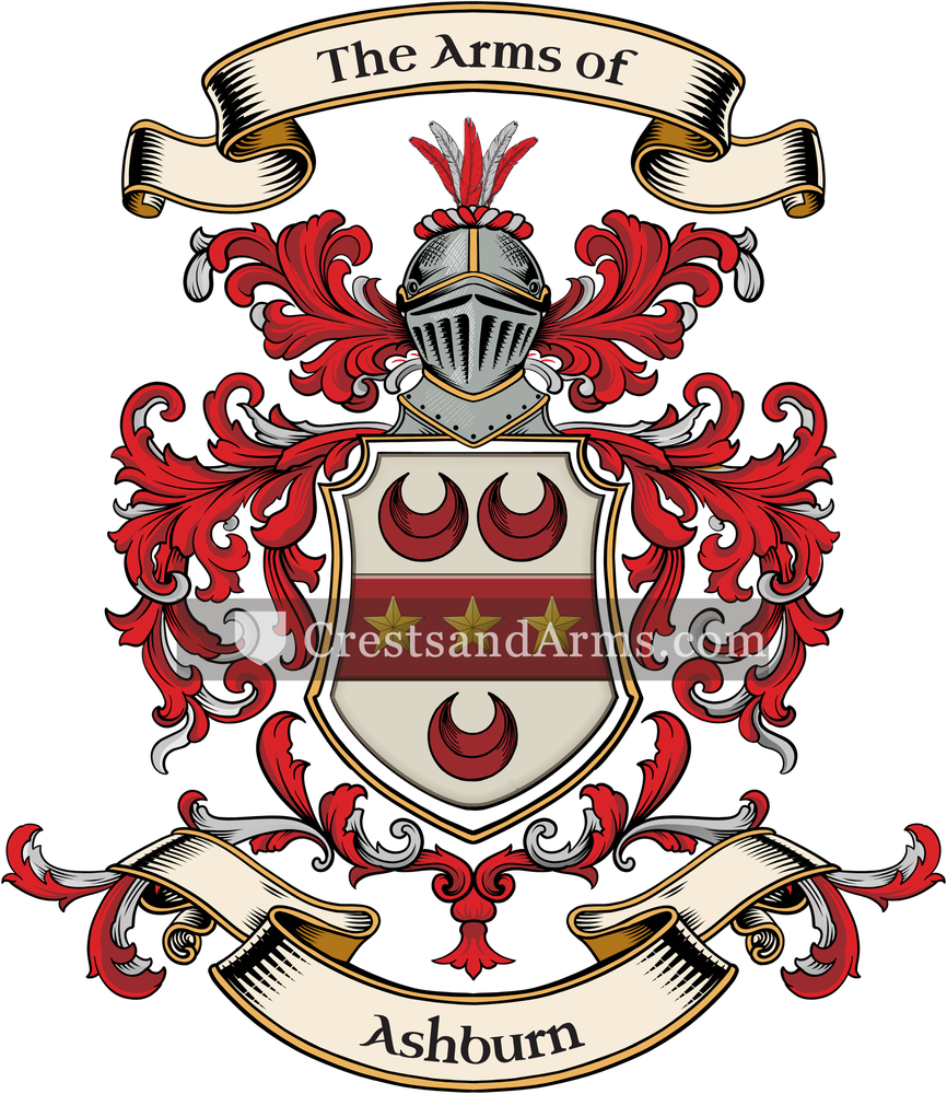 The Ashburn coat of arms, drawn from the recorded blazon