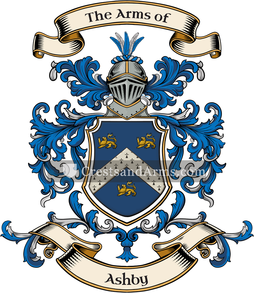 The Ashby coat of arms, drawn from the recorded blazon