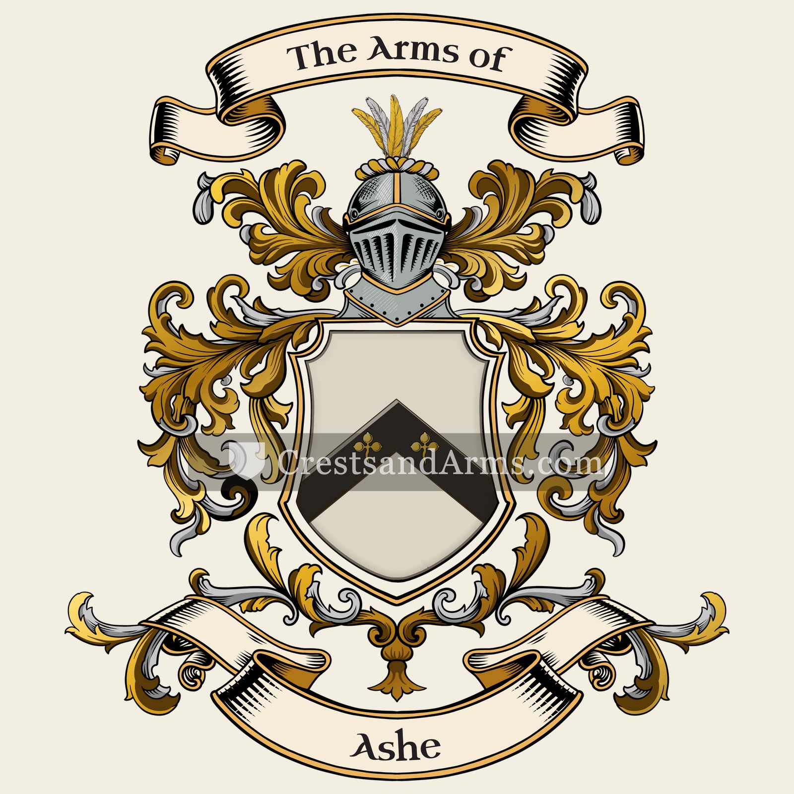 The Ashe coat of arms, drawn from the recorded blazon