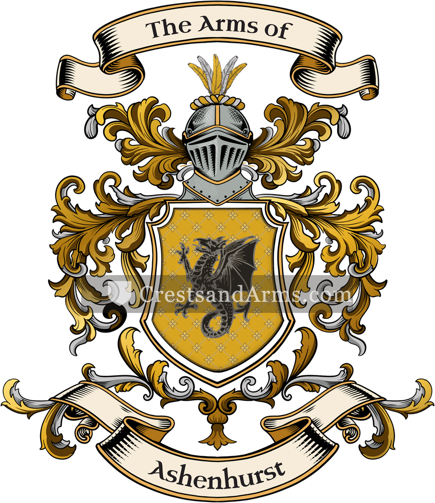 The Ashenhurst coat of arms, drawn from the recorded blazon