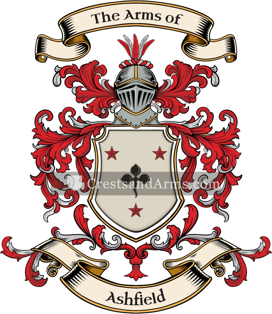 The Ashfield coat of arms, drawn from the recorded blazon
