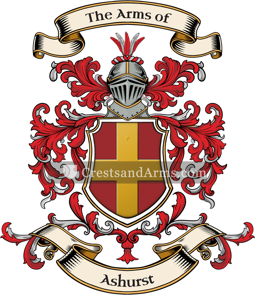 The Ashurst coat of arms, drawn from the recorded blazon