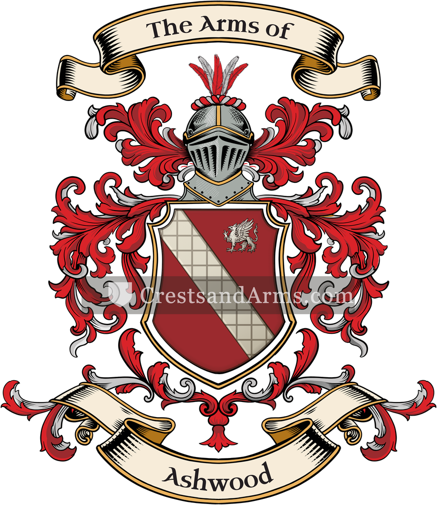 The Ashwood coat of arms, drawn from the recorded blazon