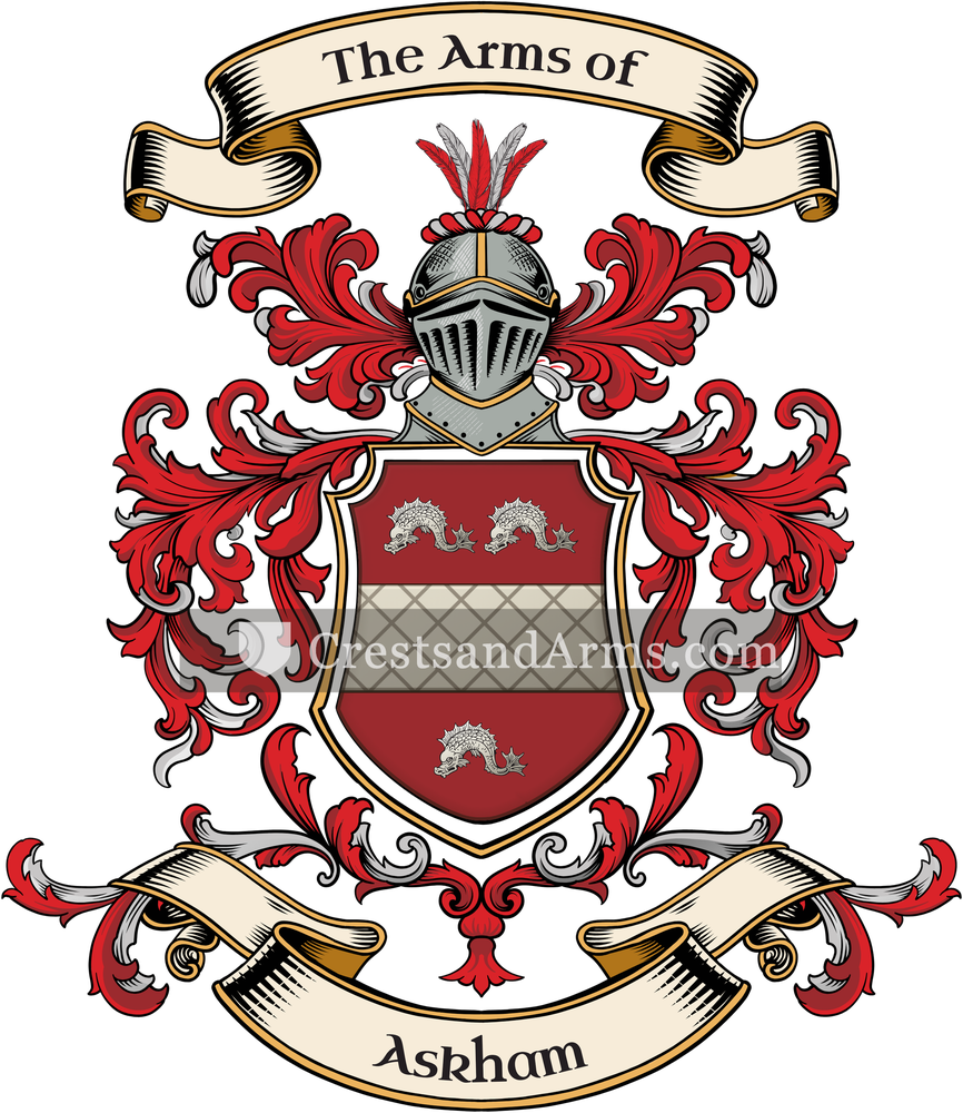 The Askham coat of arms, drawn from the recorded blazon