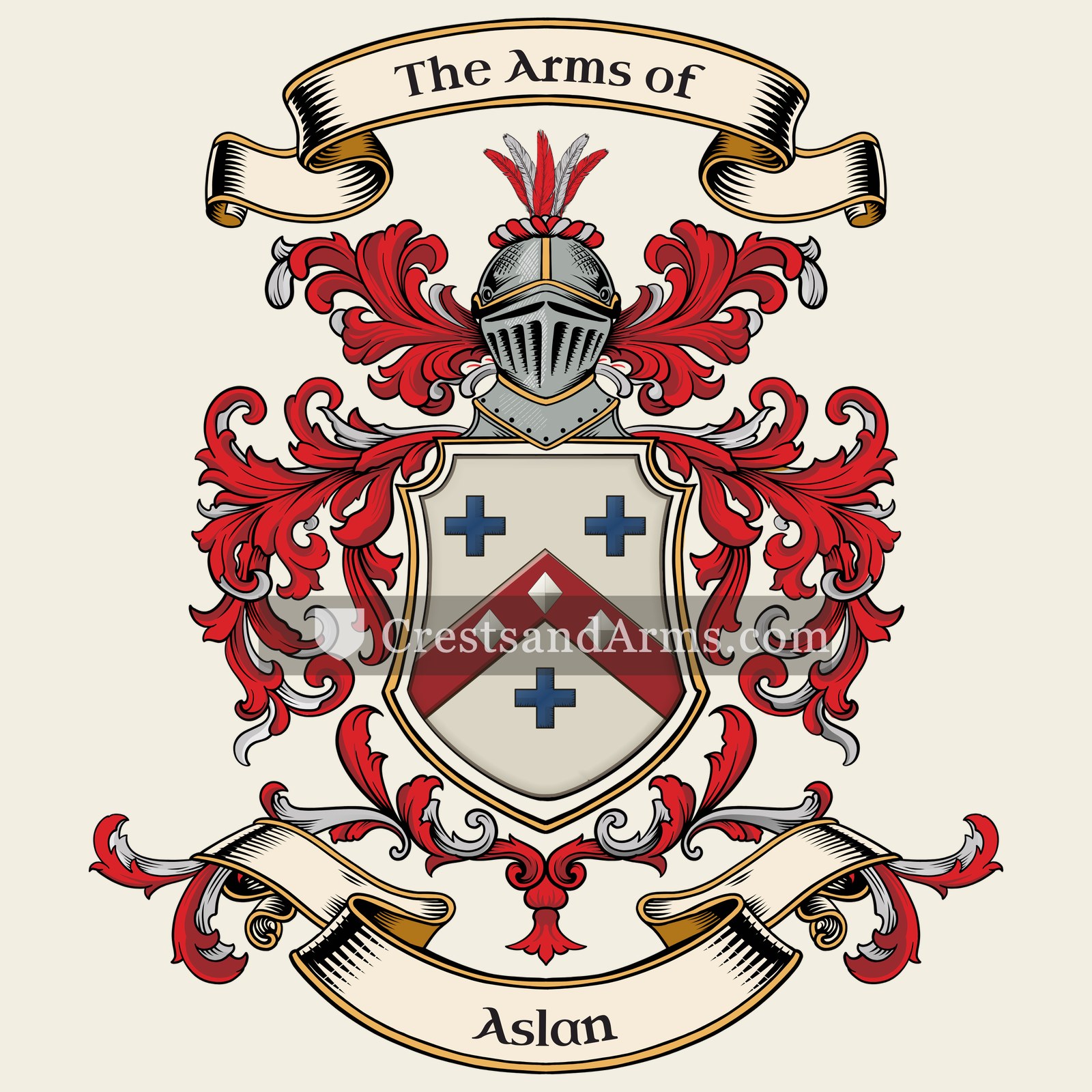 The Aslan coat of arms, drawn from the recorded blazon