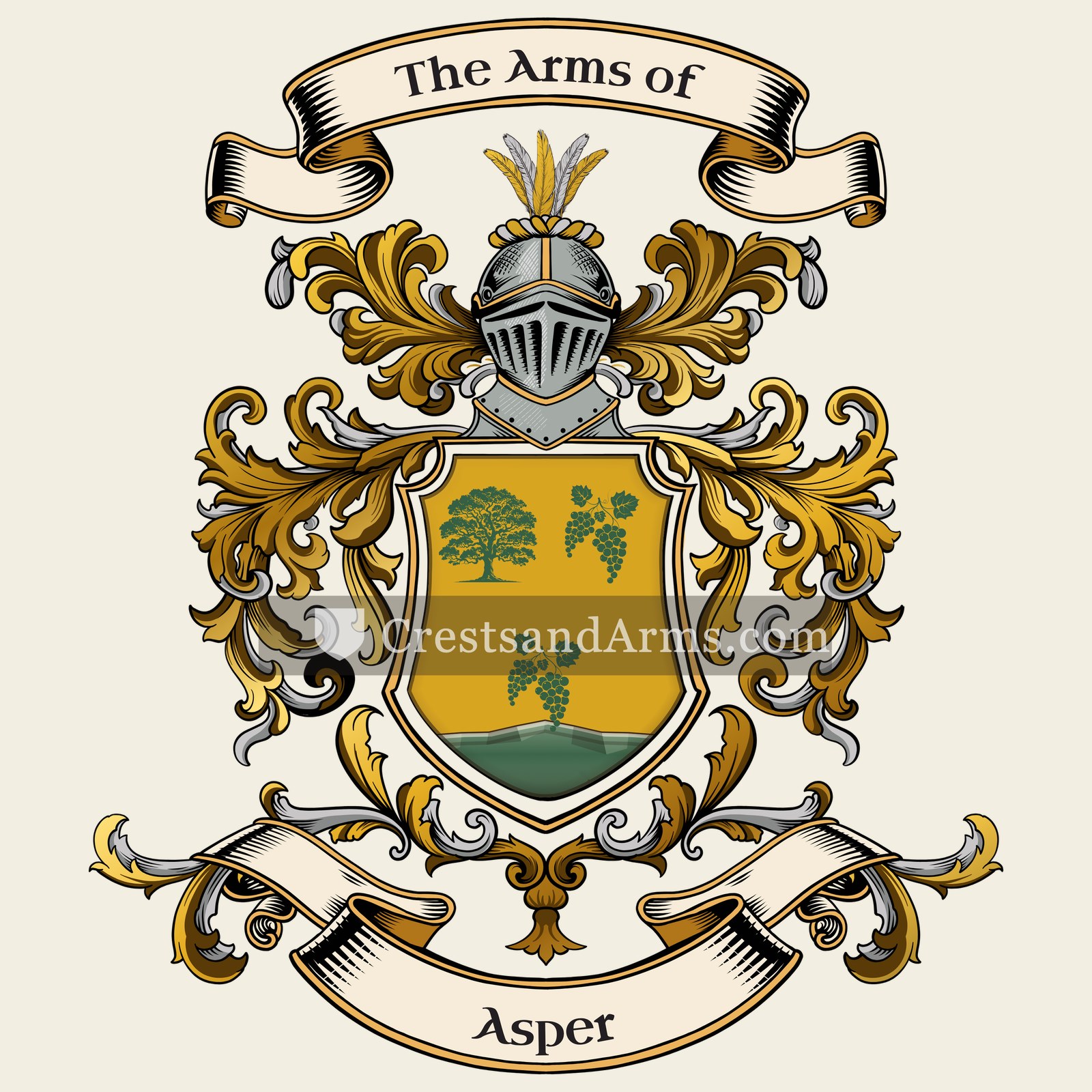 The Asper coat of arms, drawn from the recorded blazon