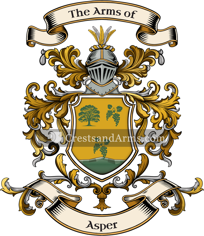 The Asper coat of arms, drawn from the recorded blazon