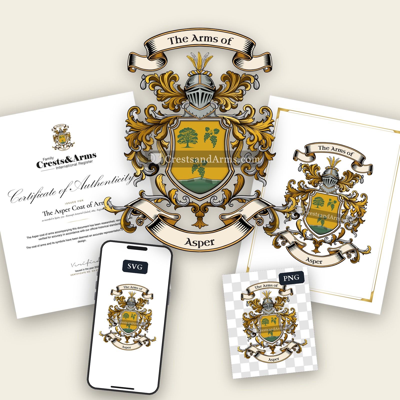 The Asper arms on the coat of arms — digital pack