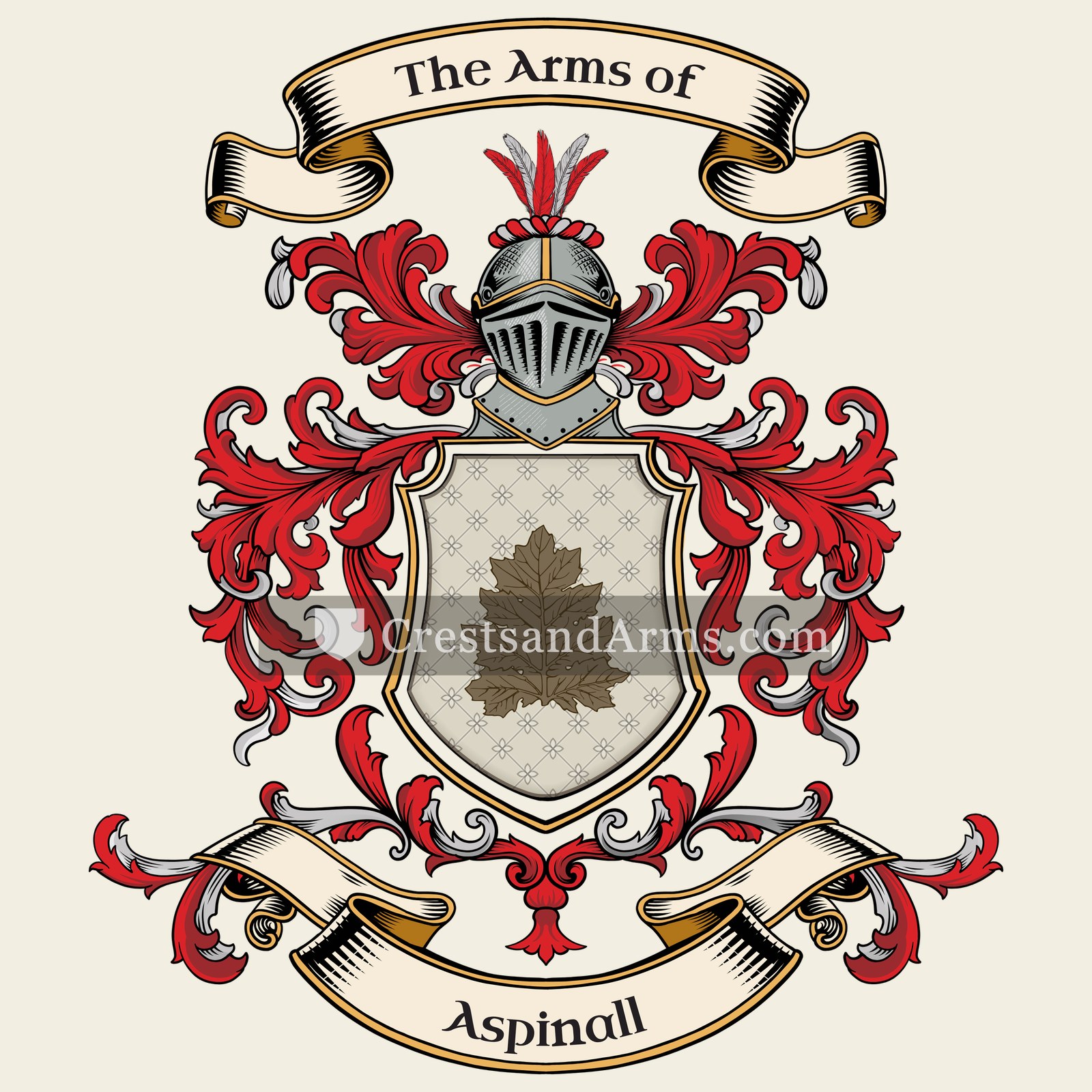 The Aspinall coat of arms, drawn from the recorded blazon