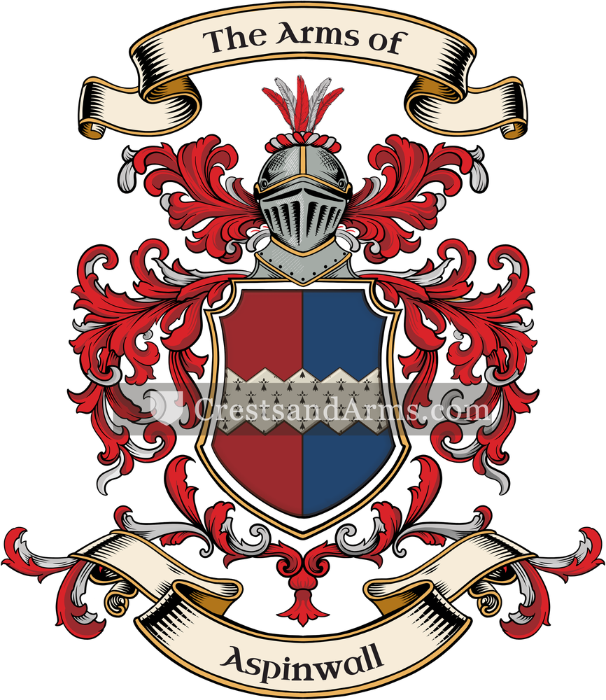 The Aspinwall coat of arms, drawn from the recorded blazon