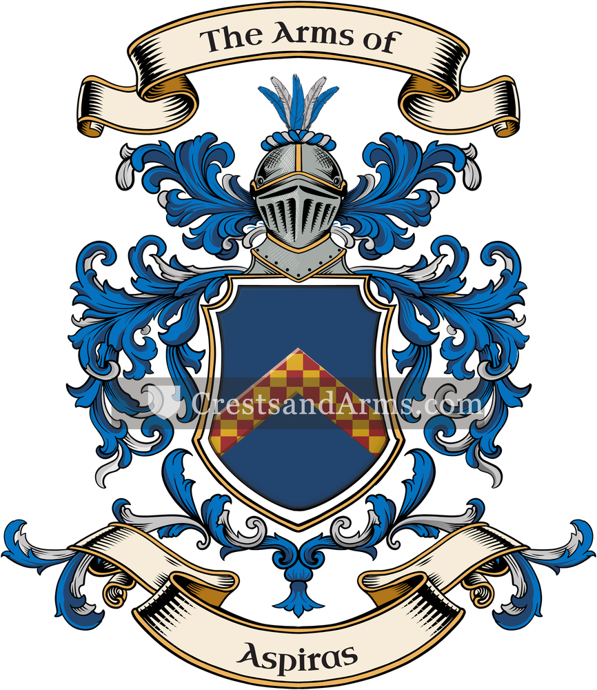 The Aspiras coat of arms, drawn from the recorded blazon