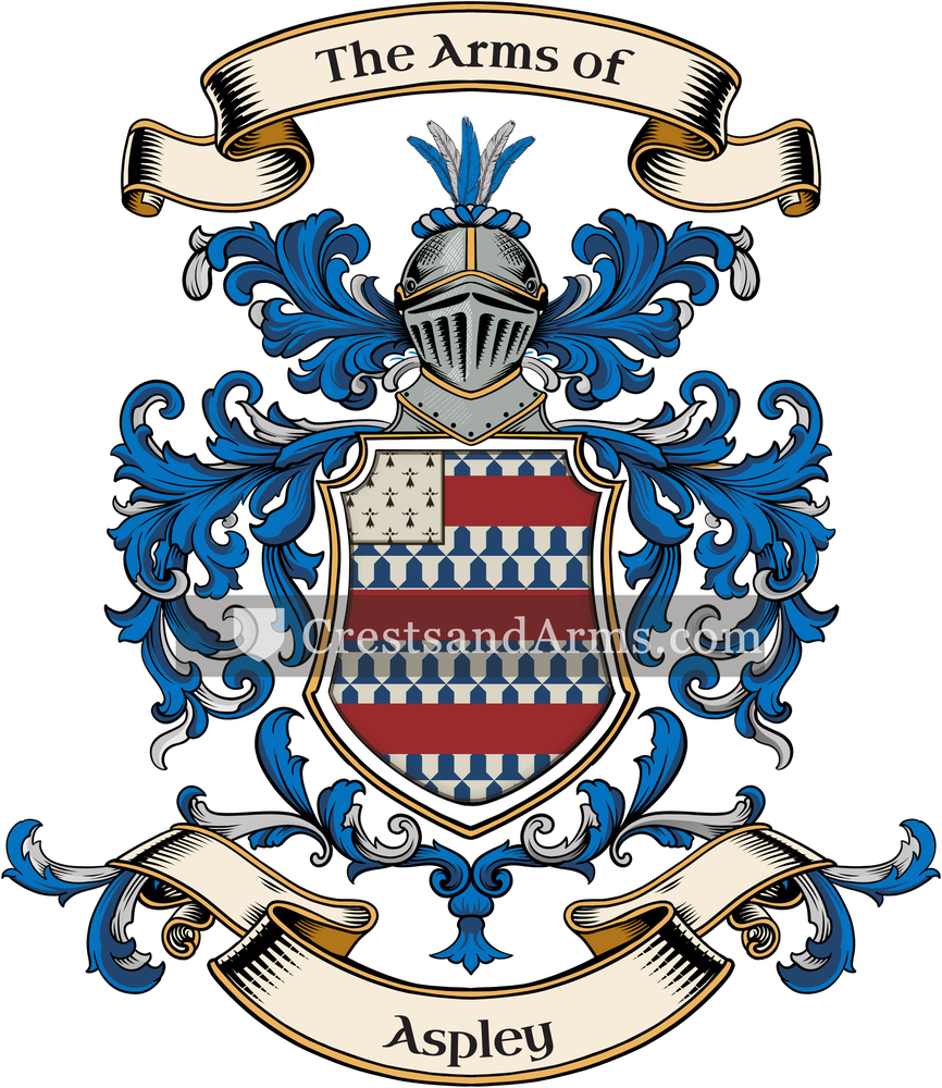 The Aspley coat of arms, drawn from the recorded blazon