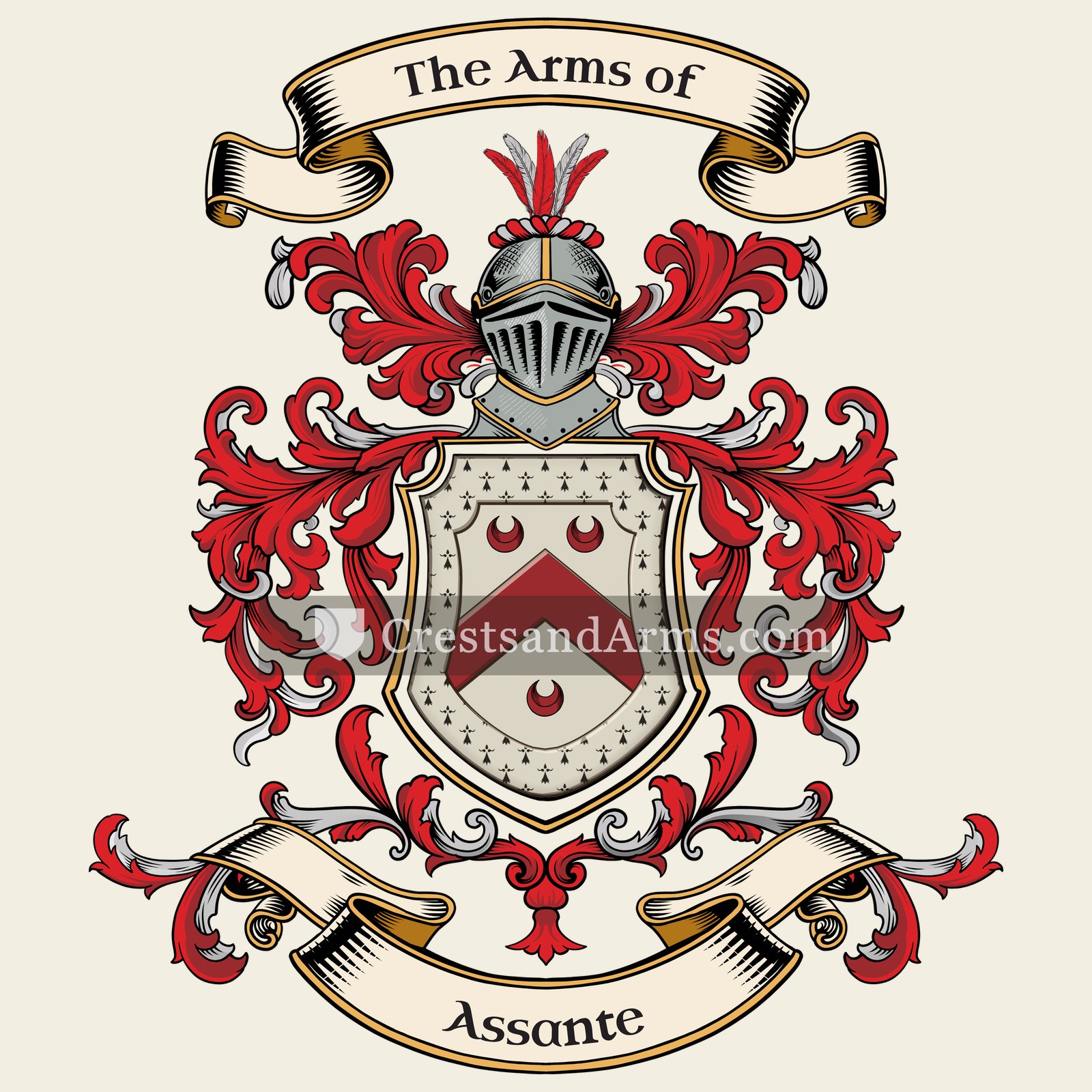 The Assante coat of arms, drawn from the recorded blazon