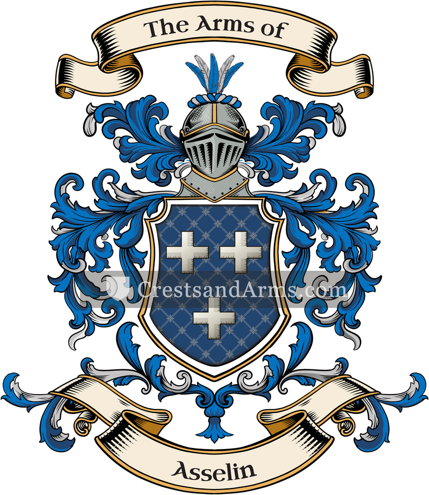 The Asselin coat of arms, drawn from the recorded blazon