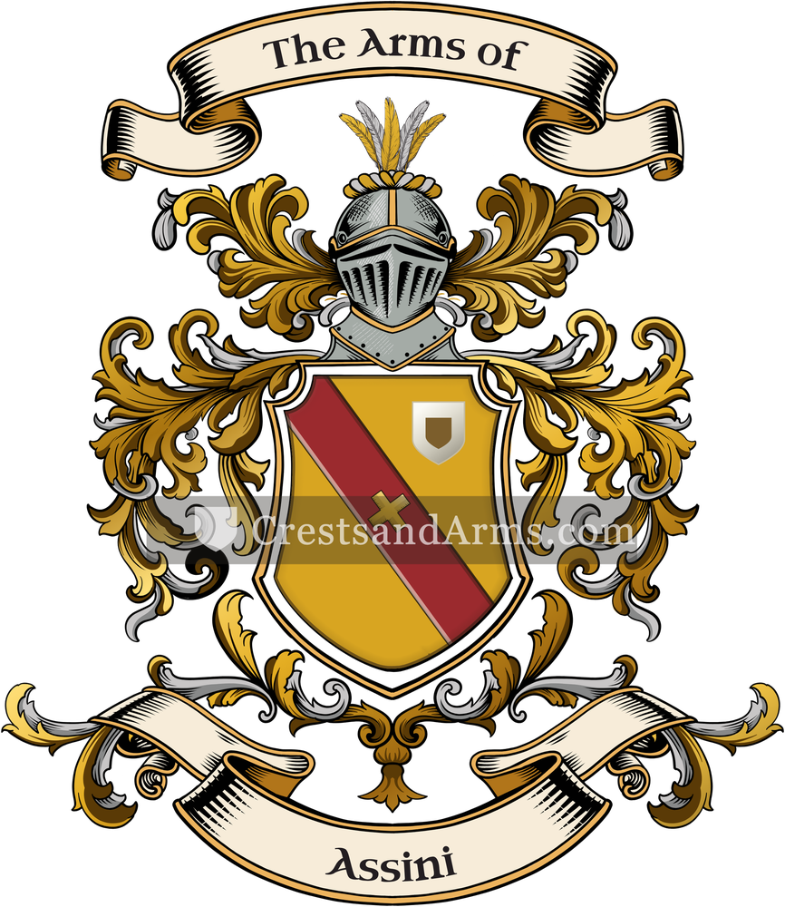 The Assini coat of arms, drawn from the recorded blazon