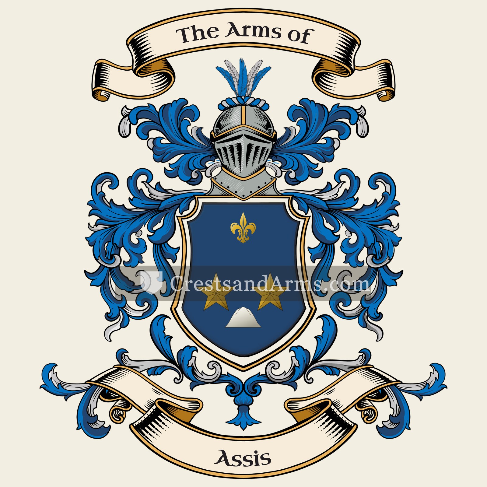 The Assis coat of arms, drawn from the recorded blazon