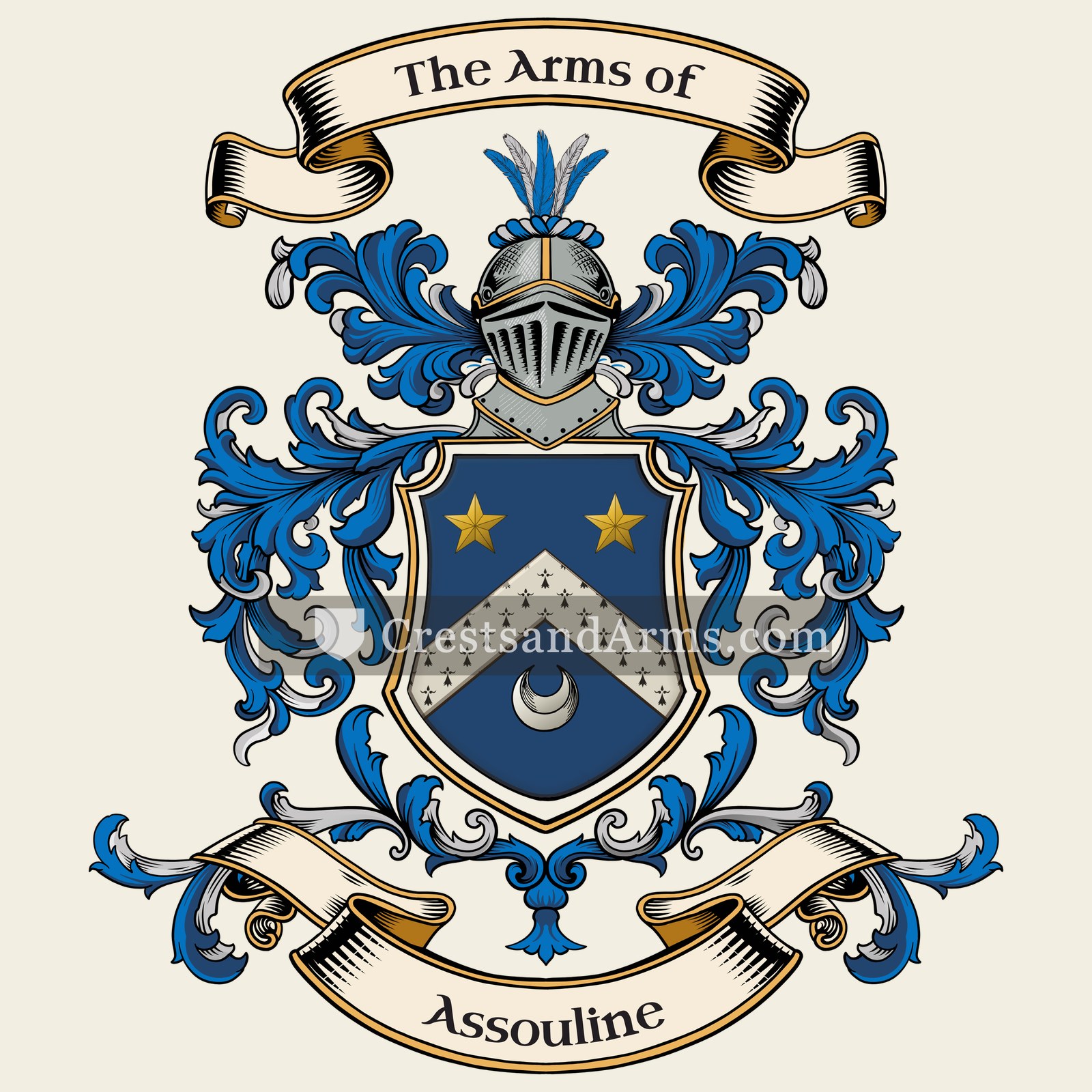 The Assouline coat of arms, drawn from the recorded blazon