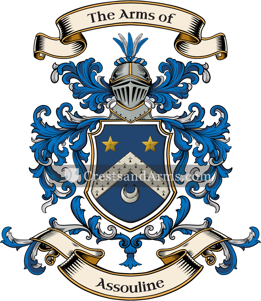 The Assouline coat of arms, drawn from the recorded blazon