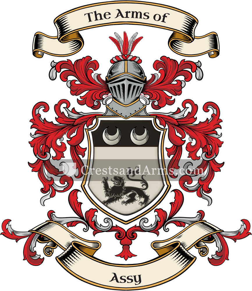 The Assy coat of arms, drawn from the recorded blazon