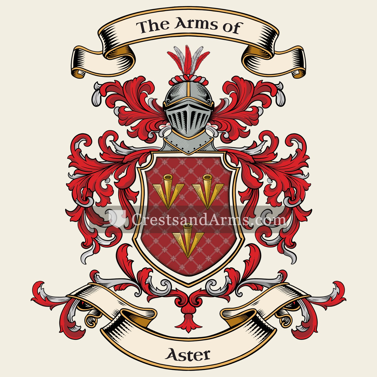 The Aster coat of arms, drawn from the recorded blazon