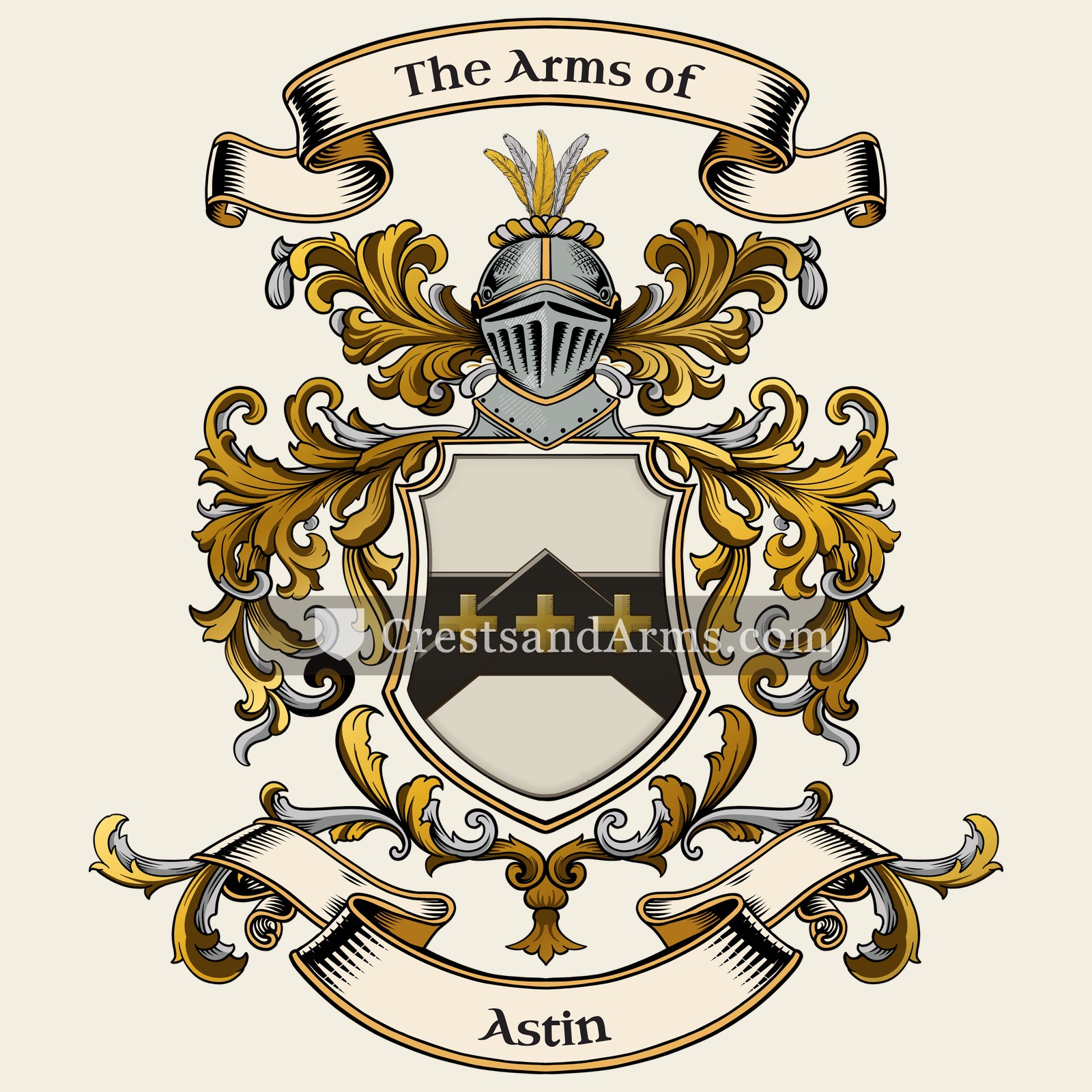 The Astin coat of arms, drawn from the recorded blazon