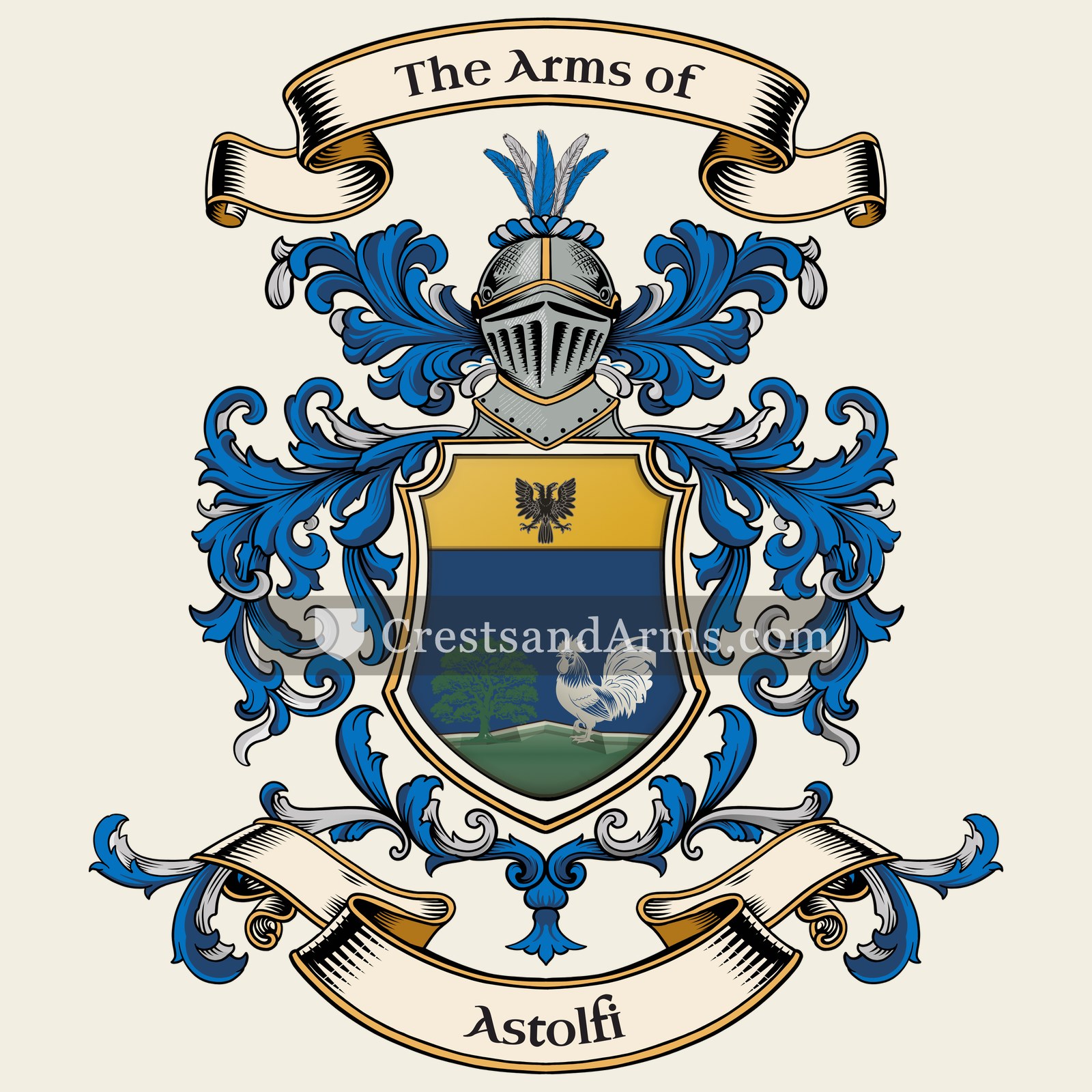 The Astolfi coat of arms, drawn from the recorded blazon