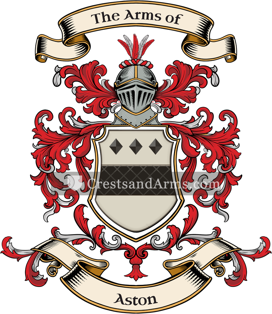 The Aston coat of arms, drawn from the recorded blazon