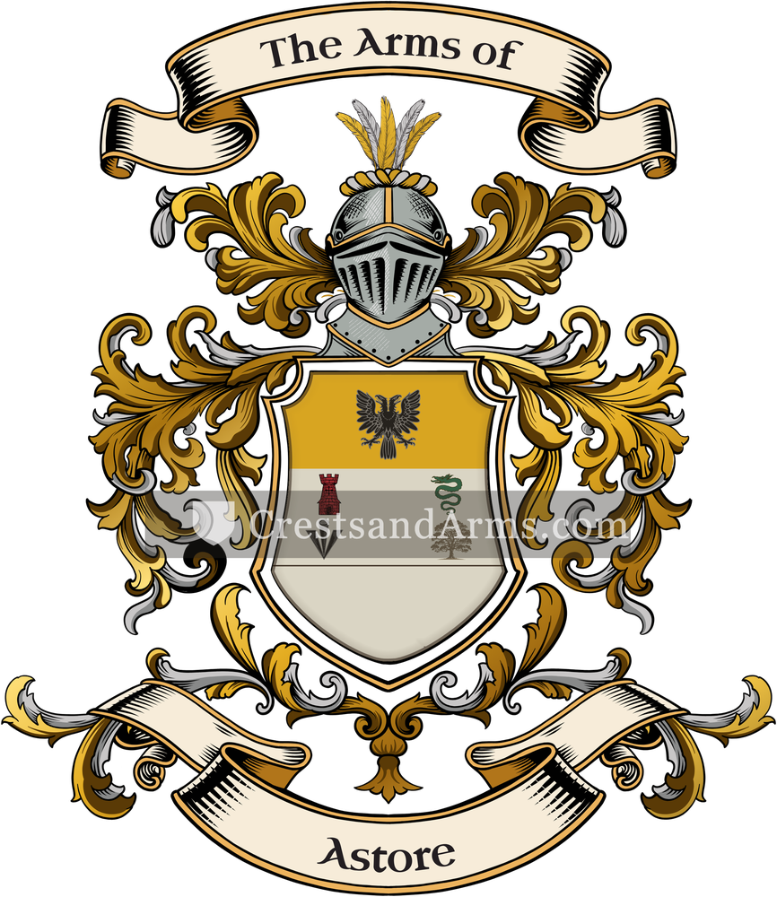 The Astore coat of arms, drawn from the recorded blazon