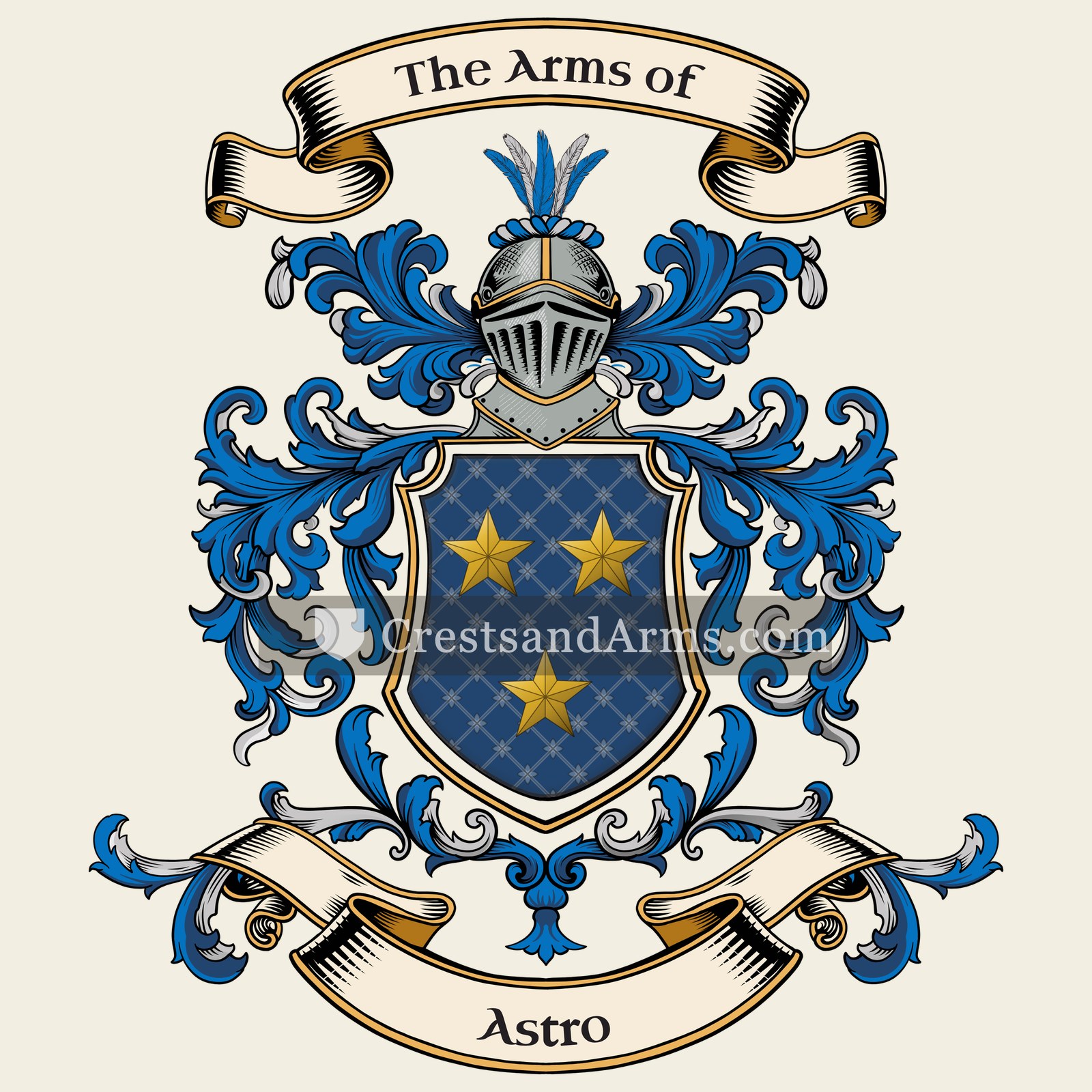 The Astro coat of arms, drawn from the recorded blazon