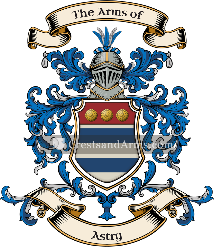 The Astry coat of arms, drawn from the recorded blazon